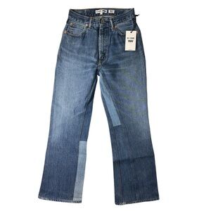 Re/Done Levi's Jeans 24 High Rise Patchwork Ankle Crop 70's Loose Flare Dark 375